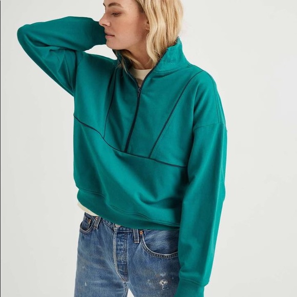 Terry Mock Neck Sweatshirt - Richer Poorer - in Everglade | sold out online - Picture 3 of 4